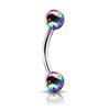 Metallic AB Coating Balls Over 316L Surgical Steel WildKlass Curved Barbells for Eyebrow, Daith and More-WildKlass Jewelry