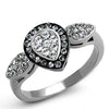 WildKlass Stainless Steel Ring Two-Tone IP Black Women Top Grade Crystal Black Diamond-WildKlass Jewelry