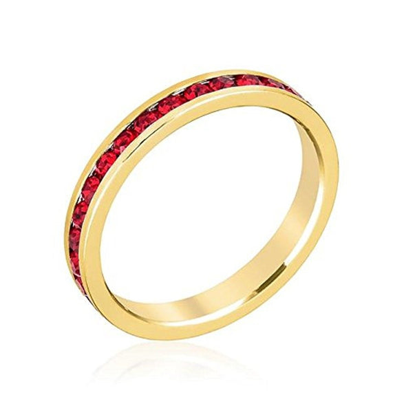 WildKlass Stylish Stackables Ruby Red Gold Ring-WildKlass Jewelry