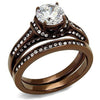 WildKlass Stainless Steel Ring IP Coffee Light Women AAA Grade CZ Clear-WildKlass Jewelry