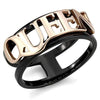 WildKlass Stainless Steel Ring IP Rose Gold+ IP Black Women-WildKlass Jewelry