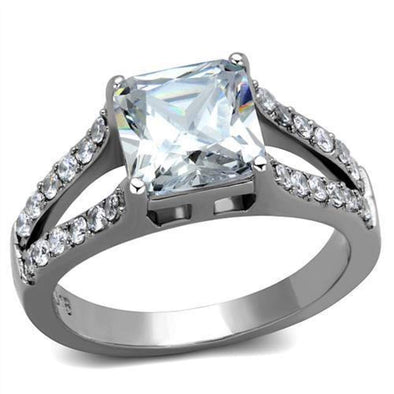 WildKlass Stainless Steel Ring High Polished (no Plating) Women AAA Grade CZ Clear-WildKlass Jewelry