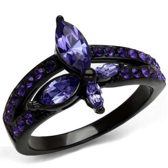 WildKlass Stainless Steel Ring IP Women Top Grade Crystal Tanzanite-WildKlass Jewelry