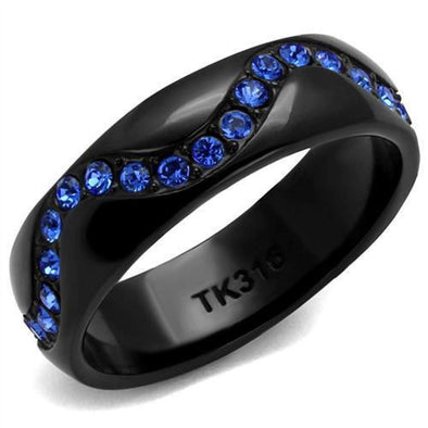 WildKlass Stainless Steel Ring IP Women Top Grade Crystal Sapphire-WildKlass Jewelry