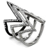 WildKlass Stainless Steel Ring Two-Tone IP Black Women Top Grade Crystal Clear-WildKlass Jewelry