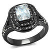 WildKlass Stainless Steel Ring IP Light Black (IP Gun) Women AAA Grade CZ Clear-WildKlass Jewelry