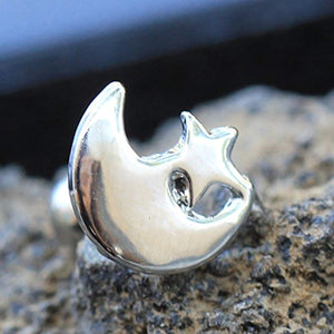316L Stainless Steel Moon and Star WildKlass Cartilage Earring-WildKlass Jewelry