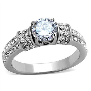 WildKlass Stainless Steel Ring High Polished (no Plating) Women AAA Grade CZ Clear-WildKlass Jewelry