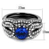 WildKlass Stainless Steel Ring IP Light Black (IP Gun) Women Synthetic London Blue-WildKlass Jewelry