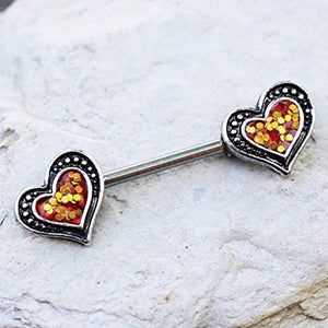 316L Stainless Steel Glittering Heart WildKlass Nipple Bar-WildKlass Jewelry