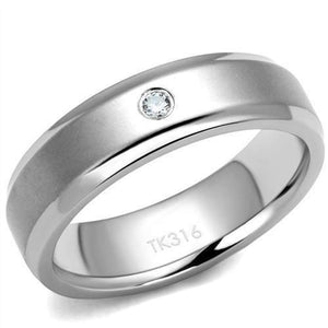 WildKlass Stainless Steel Ring High Polished Men AAA Grade CZ Clear-WildKlass Jewelry