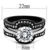 WildKlass Stainless Steel Ring Two-Tone IP Black Women AAA Grade CZ Clear-WildKlass Jewelry