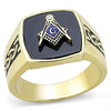 WildKlass Stainless Steel Ring IP GoldMen Synthetic Jet-WildKlass Jewelry