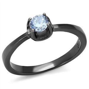 WildKlass Stainless Steel Ring IP Light Black (IP Gun) Women AAA Grade CZ Light Amethyst-WildKlass Jewelry