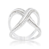 WildKlass 0.4ct CZ Rhodium Plated Pave X Ring-WildKlass Jewelry