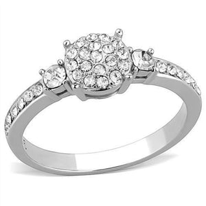 WildKlass Stainless Steel Ring High Polished Women Top Grade Crystal Clear-WildKlass Jewelry