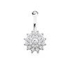 Crystal Paved Dahlia 316L Surgical Steel WildKlass Belly Button Navel Rings-WildKlass Jewelry