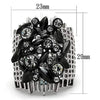 WildKlass Stainless Steel Ring Two-Tone IP Black Women Top Grade Crystal Black Diamond-WildKlass Jewelry