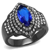 WildKlass Stainless Steel Ring IP Light Black (IP Gun) Women Synthetic Sapphire-WildKlass Jewelry