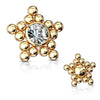 WildKlass CZ Center Ball Clusters Star Internally Threaded 316L Surgical Steel Dermal Top-WildKlass Jewelry