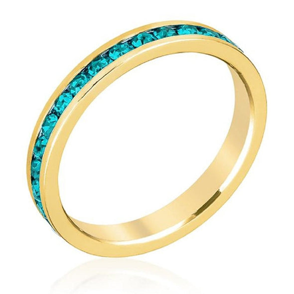 WildKlass Stylish Stackables Turquoise Crystal Gold Ring-WildKlass Jewelry