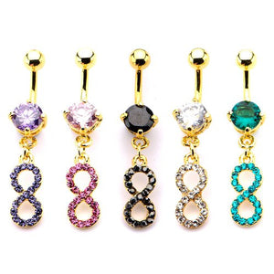 Gold Plated WildKlass Navel with Blue Zircon Infinity Symbol (14g 7/16")-WildKlass Jewelry
