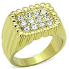 WildKlass Stainless Steel Ring IP Gold Men Top Grade Crystal Clear-WildKlass Jewelry