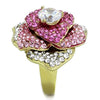 WildKlass Stainless Steel Ring IP Gold Women AAA Grade CZ Clear-WildKlass Jewelry