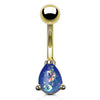 Opal Glitter Tear Drop Prong Set Gold IP Over 316L Surgical Steel WildKlass Belly Button Navel Rings-WildKlass Jewelry