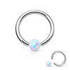 WildKlass Jewelry Opal Captive Bead Synthetic Opal Ball 316L Surgical Steel Silver Spakle-WildKlass Jewelry