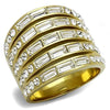 WildKlass Stainless Steel Ring IP Gold Women Top Grade Crystal Clear-WildKlass Jewelry