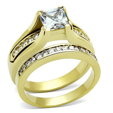 WildKlass Stainless Steel Western Ring IP Gold Women AAA Grade CZ Clear-WildKlass Jewelry