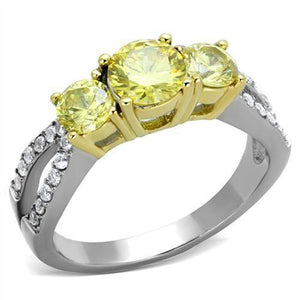 WildKlass Stainless Steel Ring Two-Tone IP Gold Women AAA Grade CZ Topaz-WildKlass Jewelry