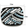 WildKlass Stainless Steel Ring Two-Tone IP Black Women Top Grade Crystal Sea Blue-WildKlass Jewelry