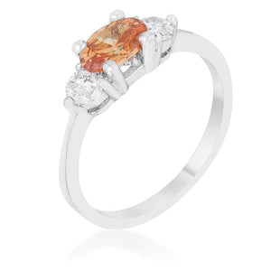 WildKlass 1.2ct Champagne CZ Rhodium Plated Classic Oval Ring-WildKlass Jewelry