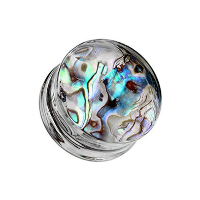 Abalone Inlay Double Flared WildKlass Ear Gauge Plug-WildKlass Jewelry