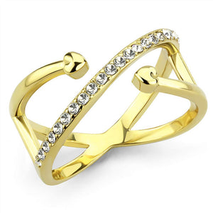 WildKlass Stainless Steel Ring IP Gold Women Top Grade Crystal Clear-WildKlass Jewelry