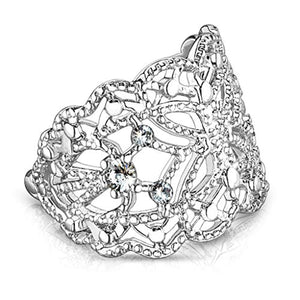 Filigree Butterfly with Flush Prong Set CZ Accented Non-Piercing WildKlass Ear Cuff-WildKlass Jewelry