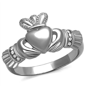 WildKlass Stainless Steel Ring High Polished (no Plating) Women Top Grade Crystal Clear-WildKlass Jewelry