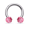 Crystal Paved Ferido Balls 316L Surgical Steel WildKlass Circular Barbell Horseshoe-WildKlass Jewelry