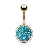Druzy Stone Round Set PVD Rose Gold Over 316L Surgical Steel WildKlass Belly Button Navel Rings-WildKlass Jewelry