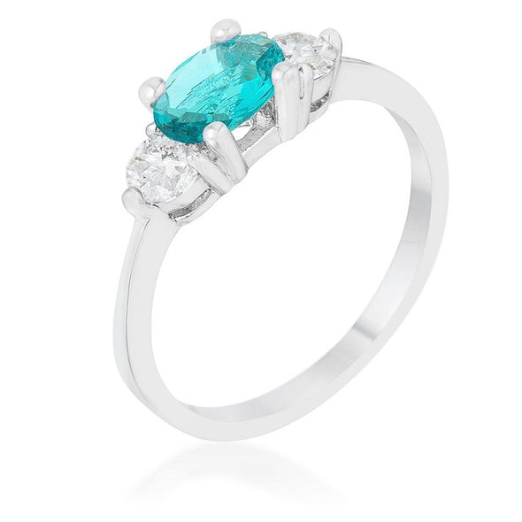 WildKlass 1.2ct CZ Rhodium Plated Aqua Simple Classic Ring-WildKlass Jewelry