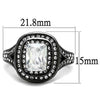 WildKlass Stainless Steel Ring IP Light Black (IP Gun) Women AAA Grade CZ Clear-WildKlass Jewelry