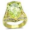 WildKlass Stainless Steel Ring IP Gold Women AAA Grade CZ Apple Green Color-WildKlass Jewelry