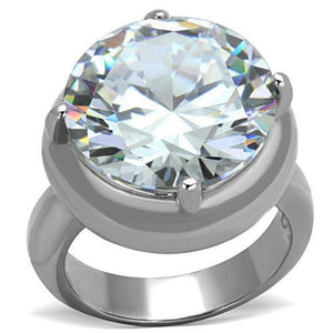 WildKlass Stainless Steel Ring High Polished (no Plating) Women AAA Grade CZ Clear-WildKlass Jewelry