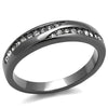 WildKlass Stainless Steel Ring IP Light Black (IP Gun) Women Top Grade Crystal Clear-WildKlass Jewelry