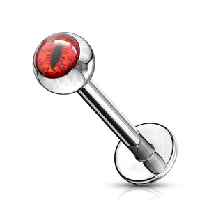 Round Eyeball Inlaid Ball 316L Surgical Steel WildKlass Labret, Monroe, Cartilage Studs-WildKlass Jewelry