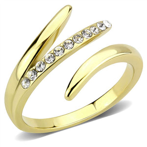 WildKlass Stainless Steel Ring IP Gold Women Top Grade Crystal Clear-WildKlass Jewelry
