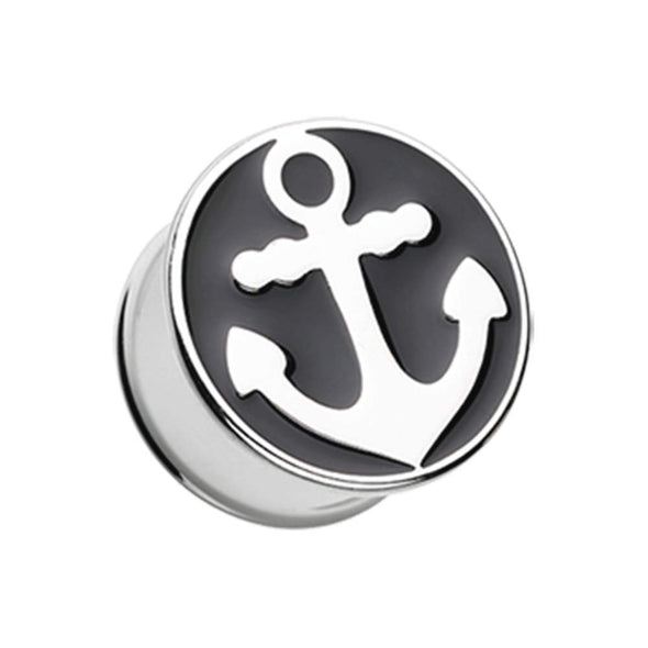 Classic Sailor Anchor Double Flared Ear Gauge WildKlass Plug-WildKlass Jewelry