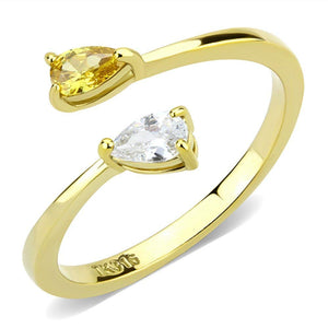 WildKlass Stainless Steel Ring IP Gold Women AAA Grade CZ Topaz-WildKlass Jewelry